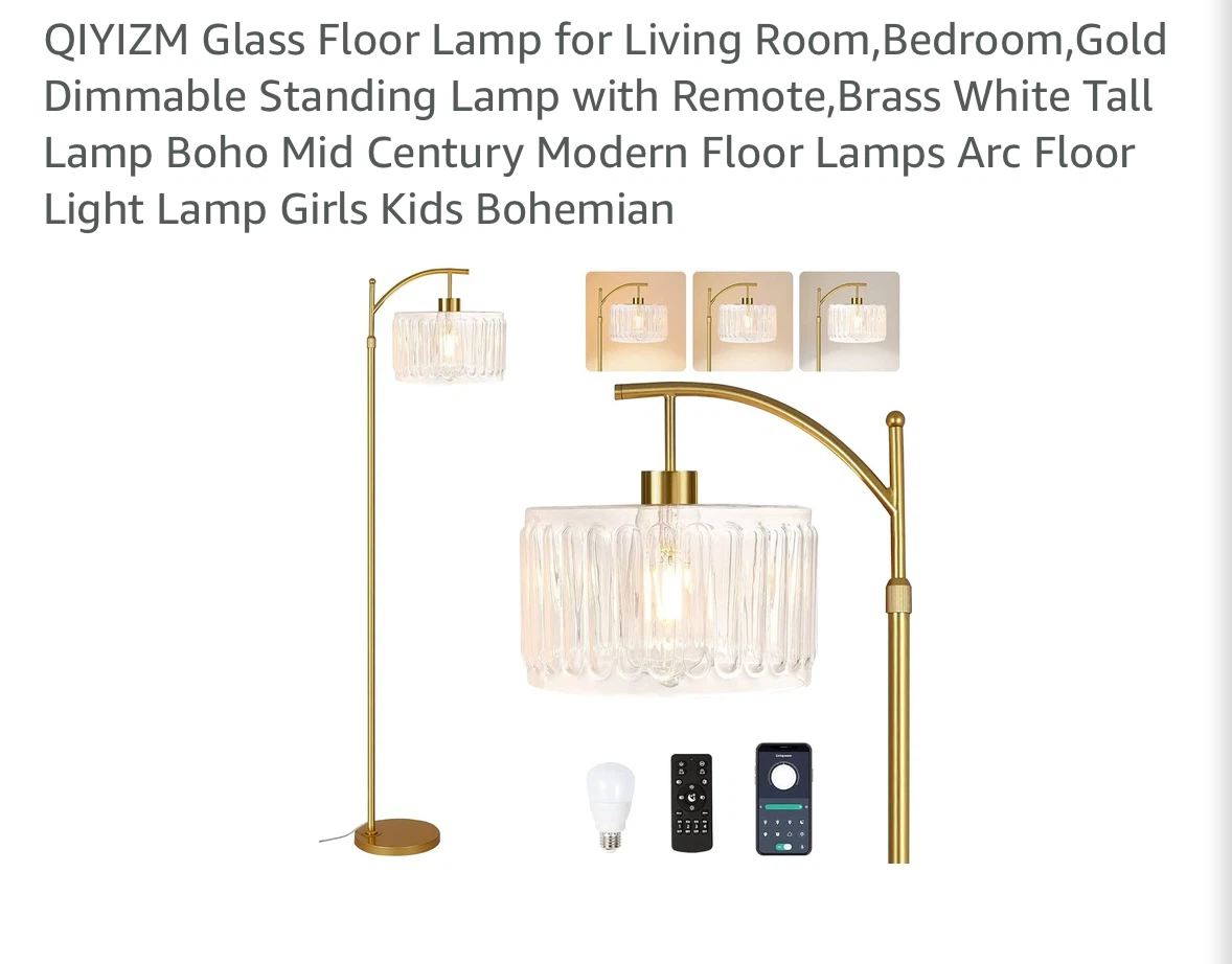 QIYIZM Gold Dimmable Floor Lamp with Remote - photo 2