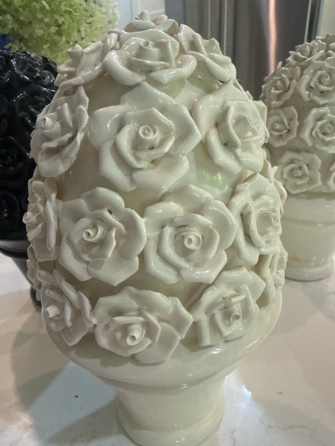 Ceramic Rose Topiaries – Set of 4 (2 Black + 2 White) - photo 2
