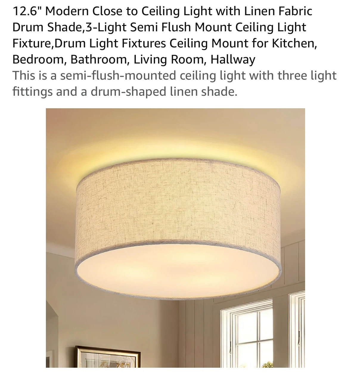 12.6" Modern Semi-Flush Ceiling Light Fixture