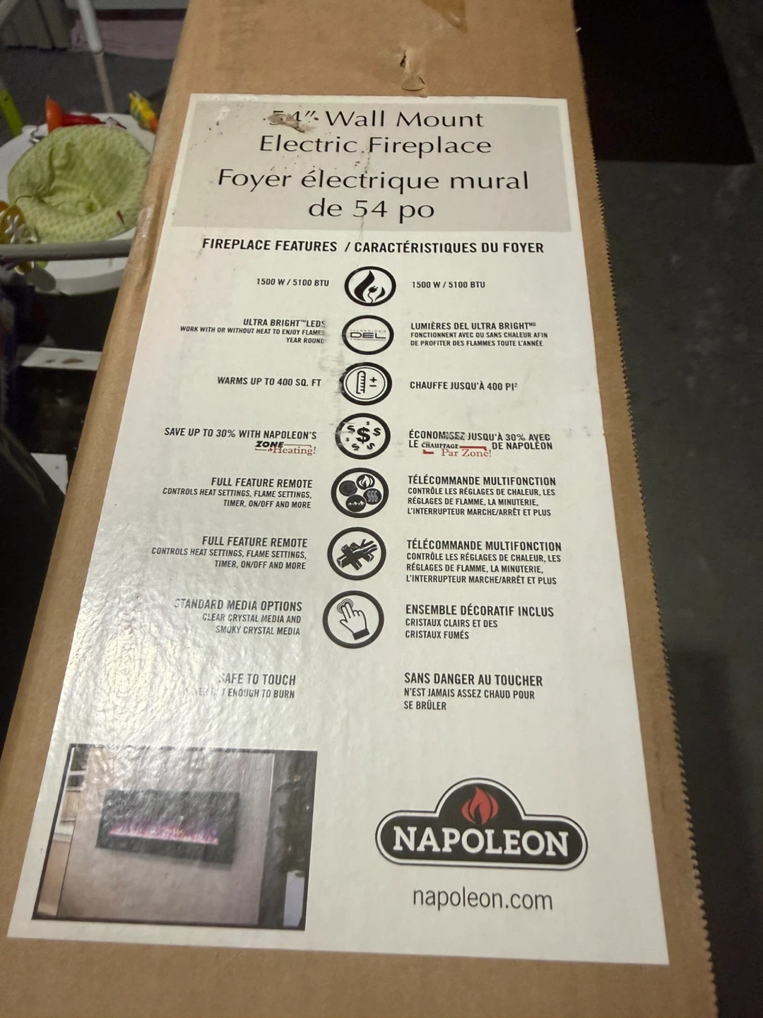 Napoleon 54" Wall Mount Electric Fireplace - photo 3