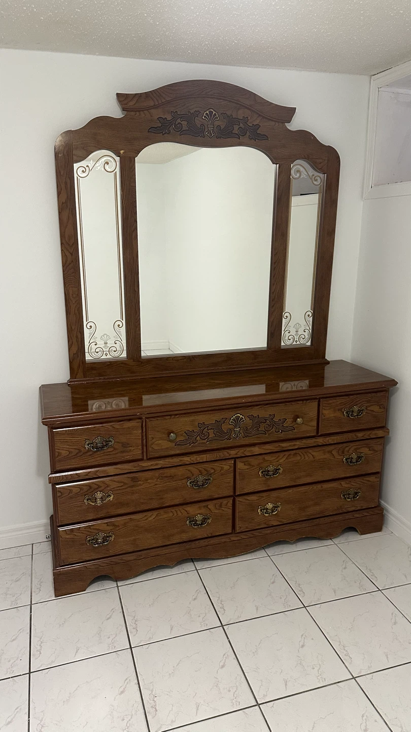 Wooden Dresser with Mirror