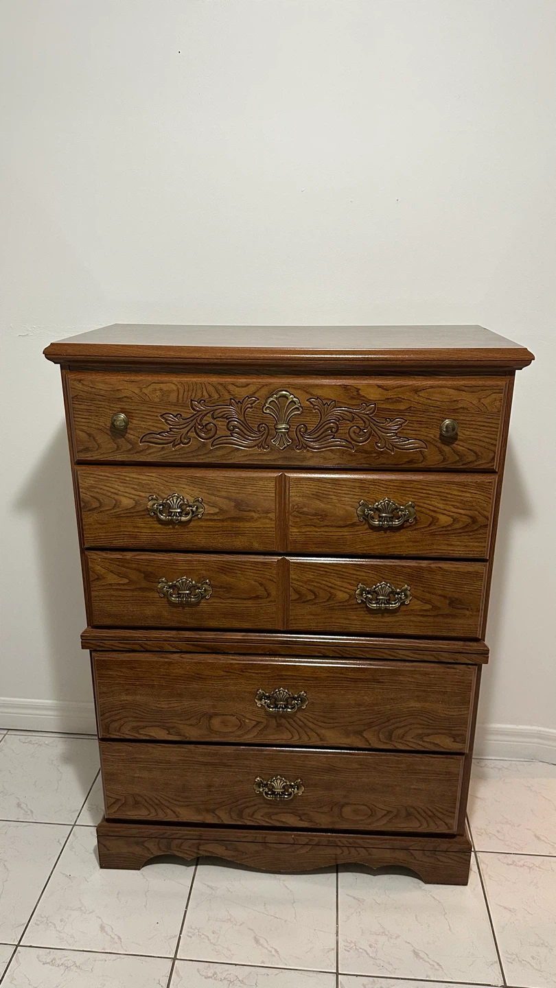 Brown Wooden Dresser with 5Drawers