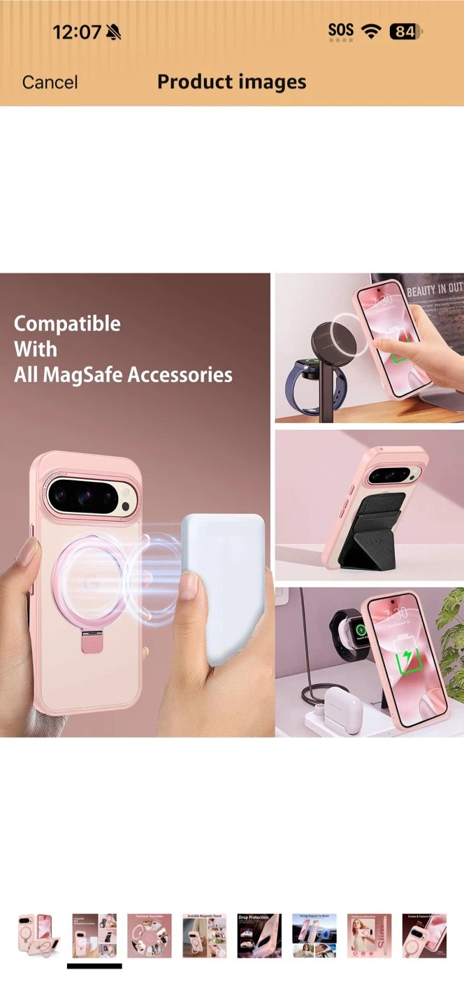 Pink Ring Stand Case for Google Pixel 7 Pro - photo 2