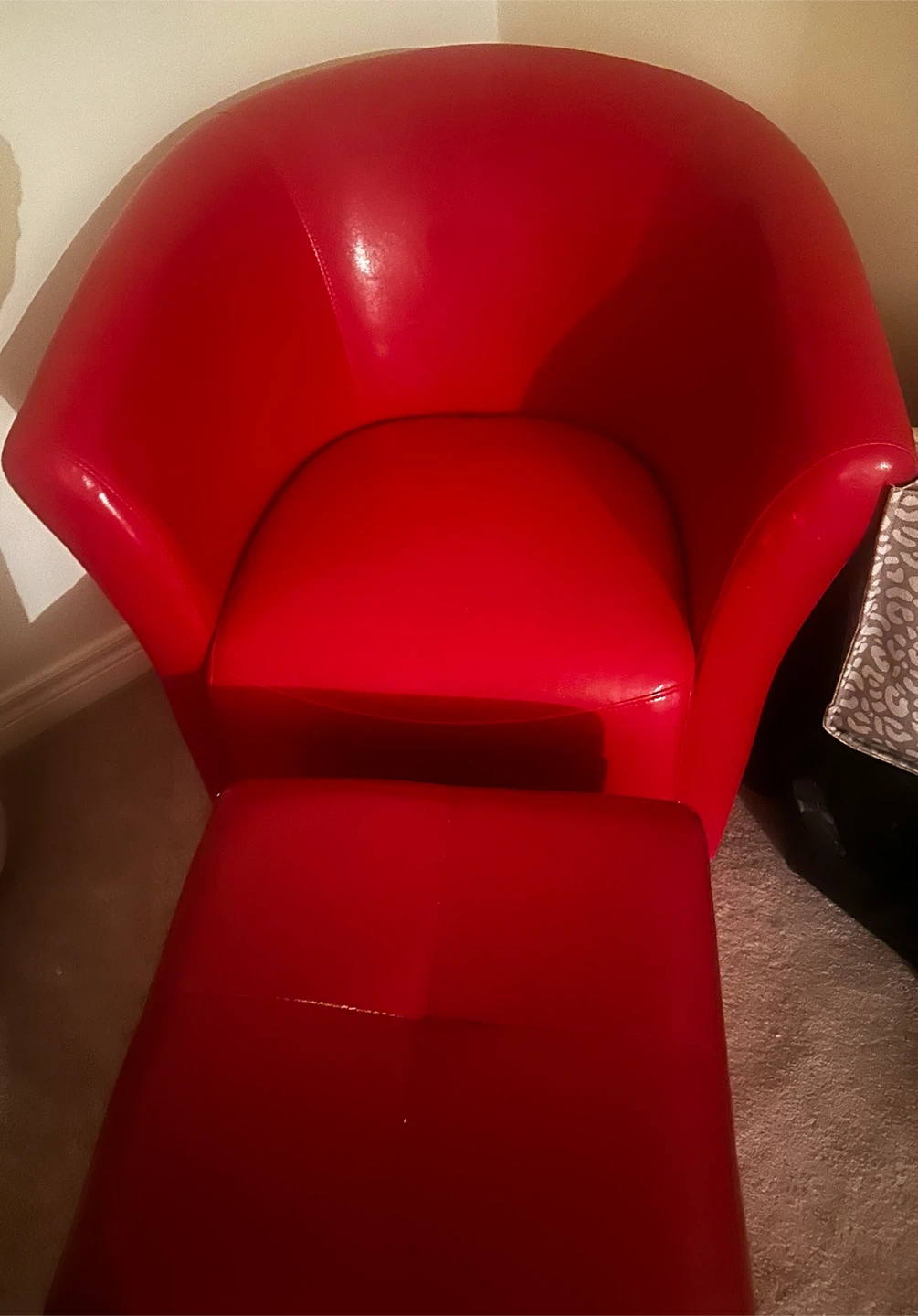 Red Accent Chair and Ottoman Set - photo 2