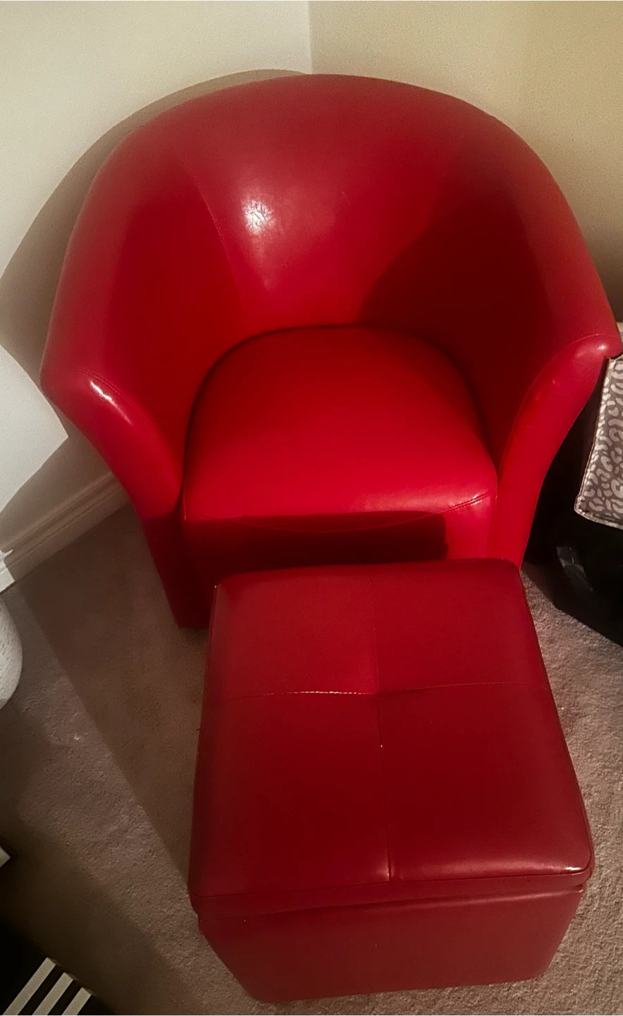 Red Accent Chair and Ottoman Set - photo 3