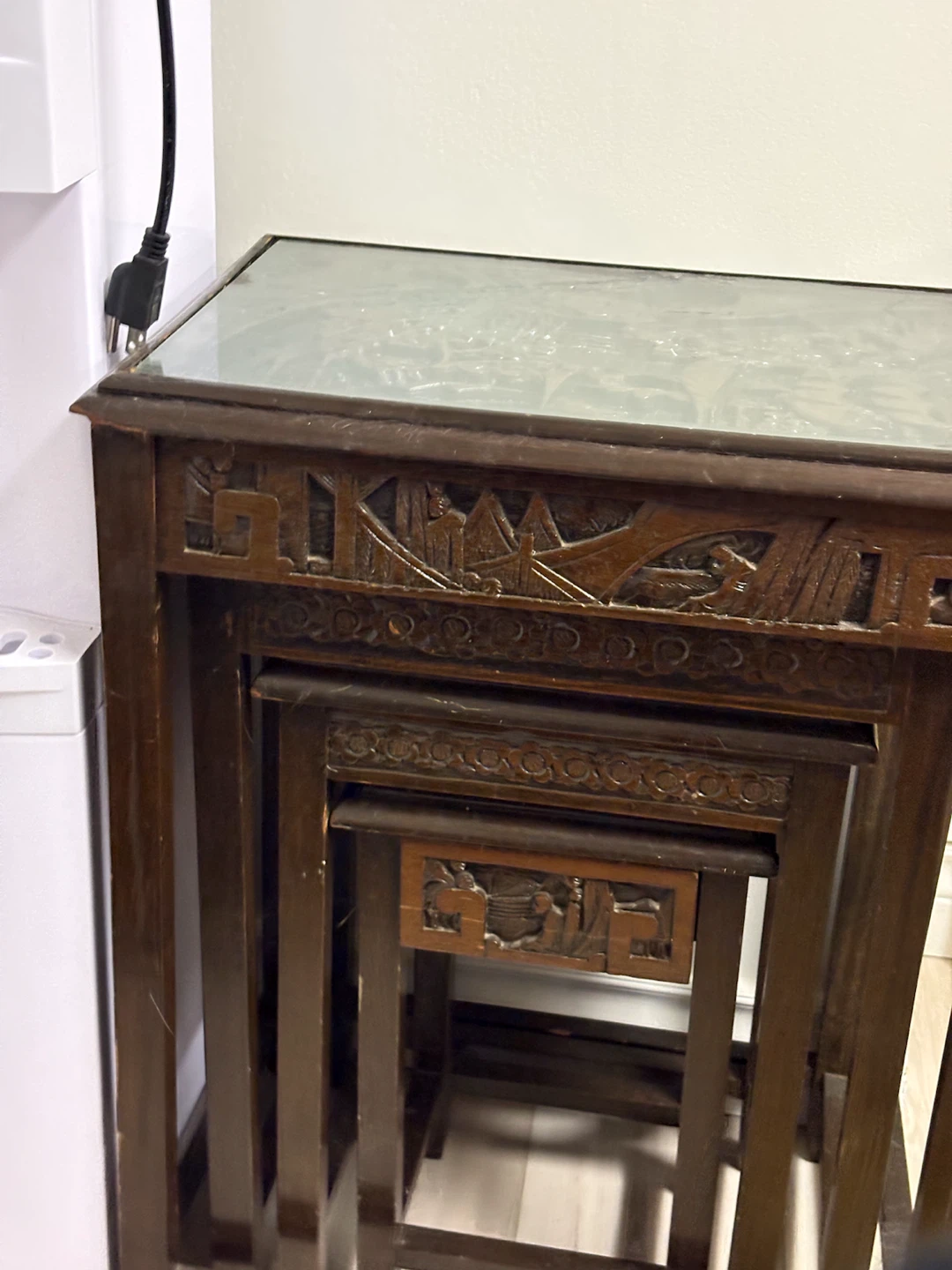 Vintage Carved Nesting Tables