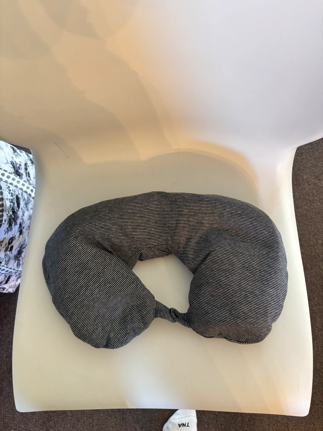 Grey Striped Travel Neck Pillow