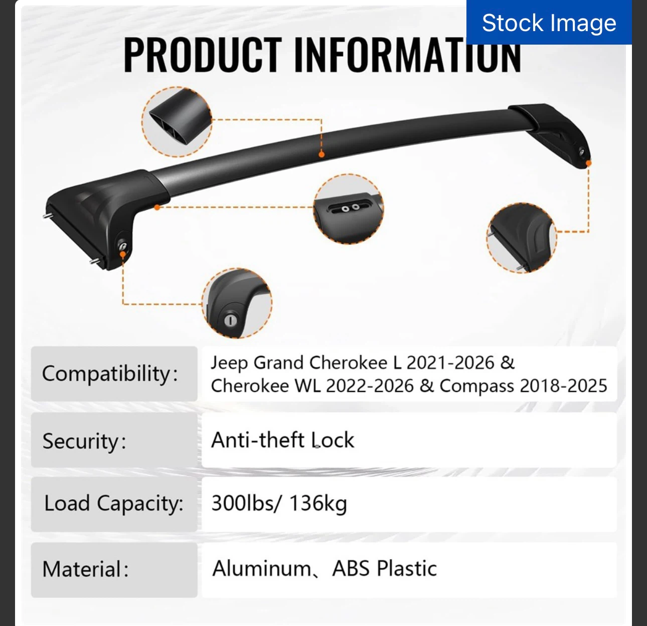 Roof Rack Crossbars for Jeep Grand Cherokee & Compass - photo 5