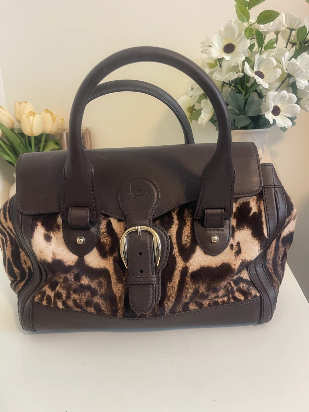 Salvatore Ferragamo Leopard Print Leather Satchel Bag - photo 2