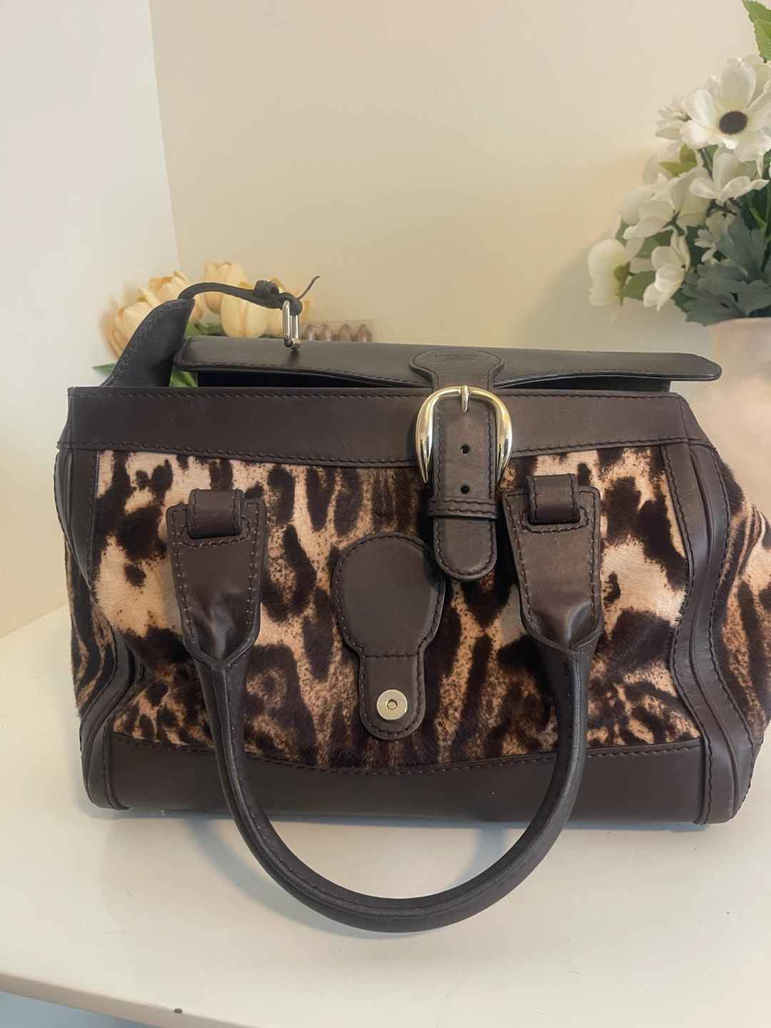Salvatore Ferragamo Leopard Print Leather Satchel Bag - photo 3