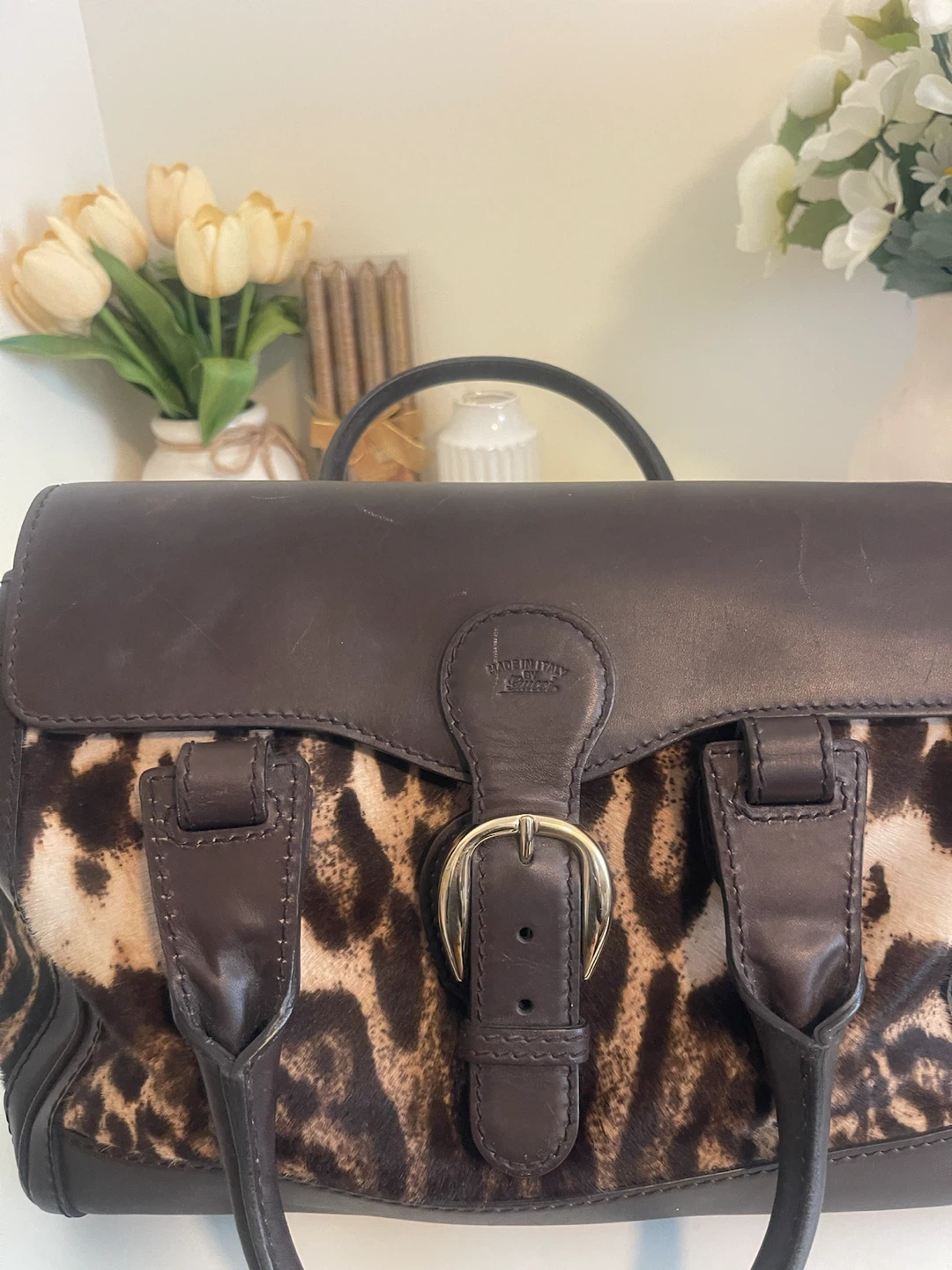 Salvatore Ferragamo Leopard Print Leather Satchel Bag - photo 4