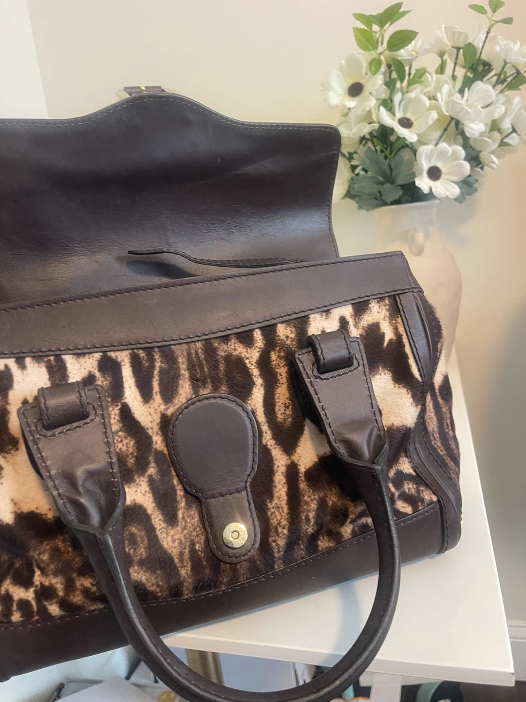 Salvatore Ferragamo Leopard Print Leather Satchel Bag - photo 5