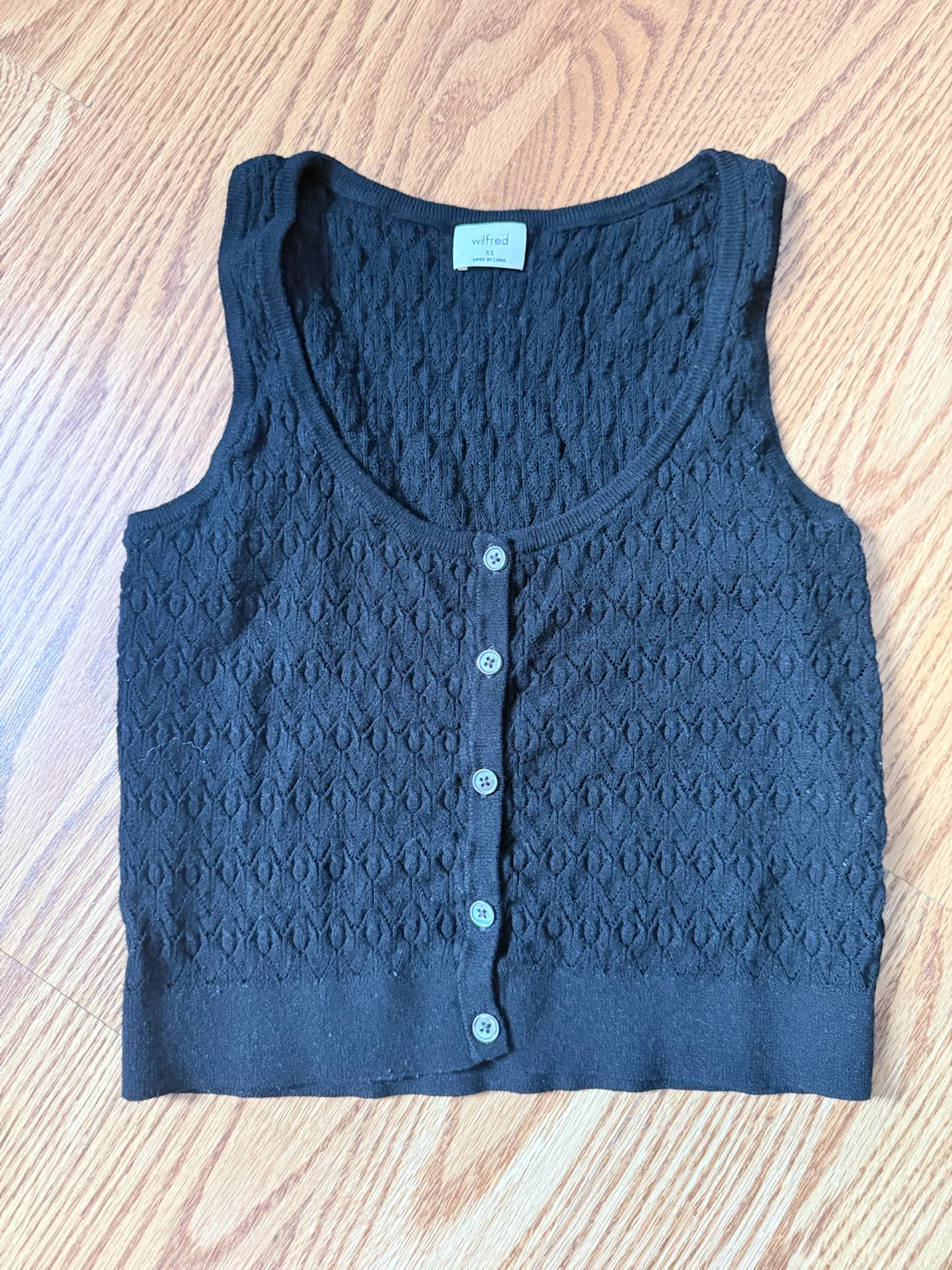 Wilfred Black Button-Up Knit Tank Top