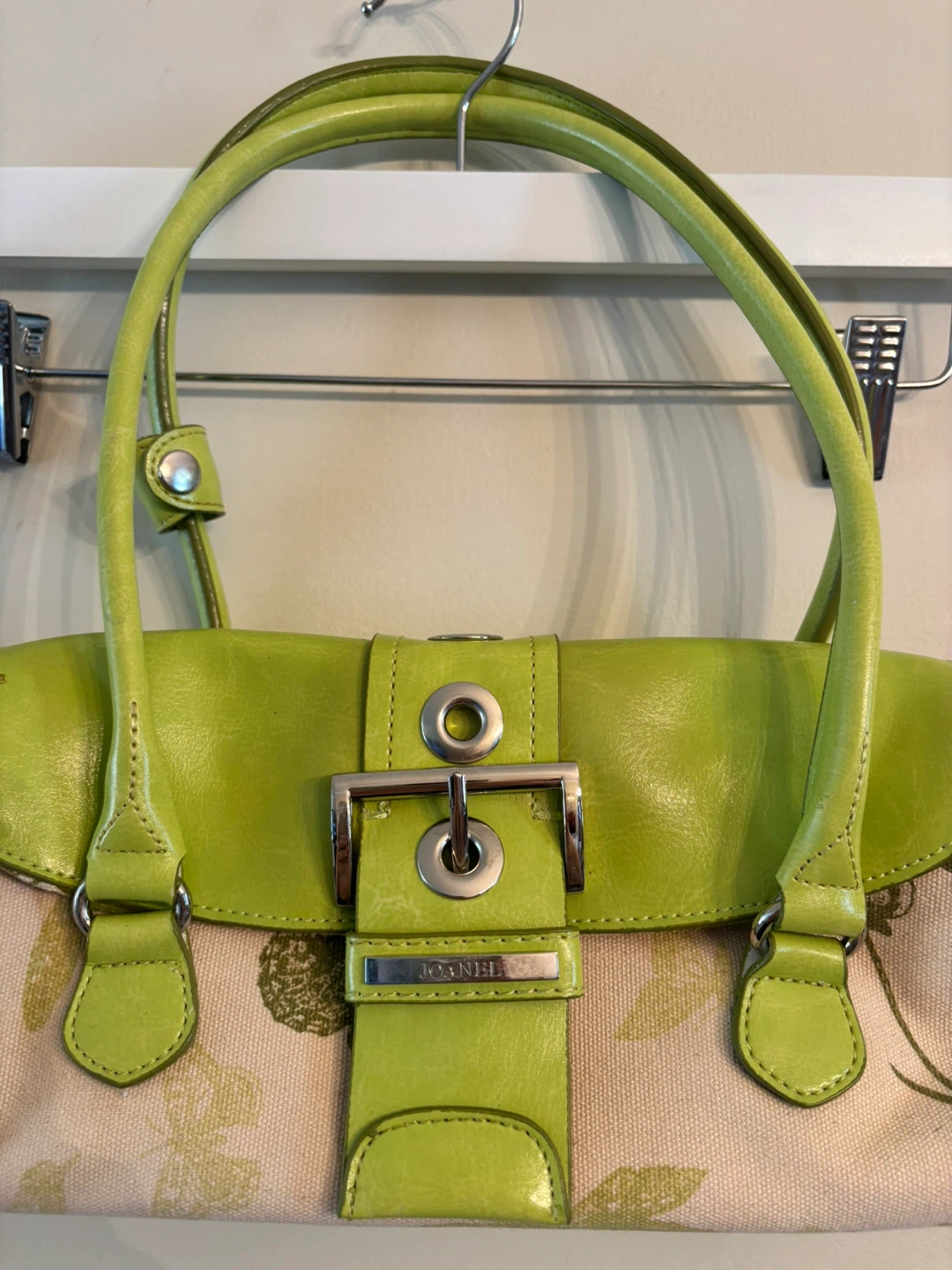 Joanel Shoulder Bag - Green Leather & Canvas Floral Print - photo 2