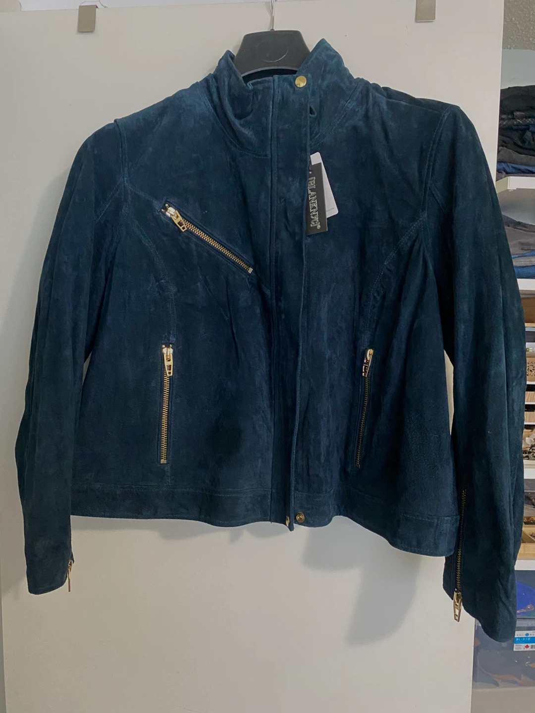 Suede Moto Jacket - Teal