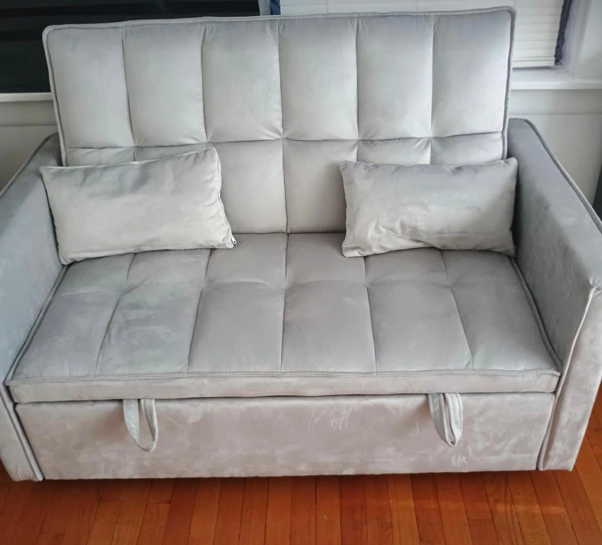 Gray Convertible Sofa Bed with Storage