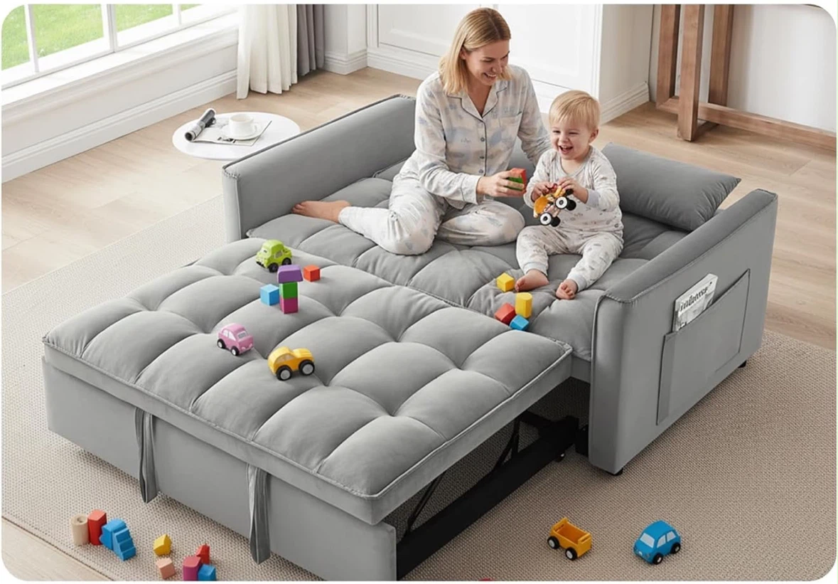 Gray Convertible Sofa Bed with Storage - photo 3
