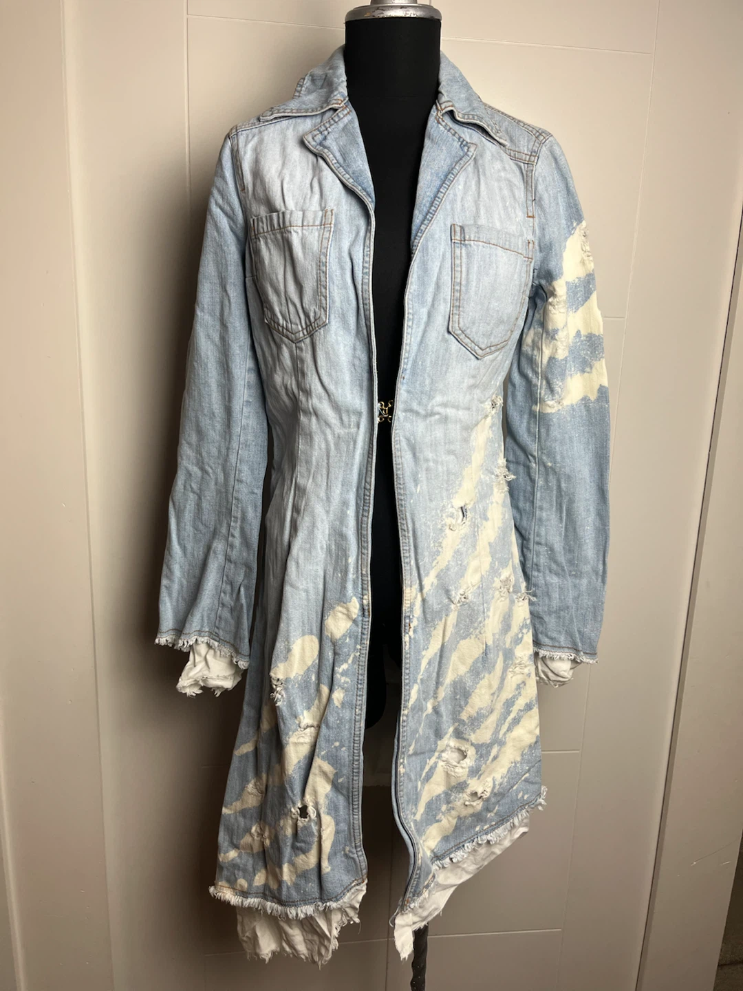 ICE jeans by ICEBERG Distressed Denim Long Jacket