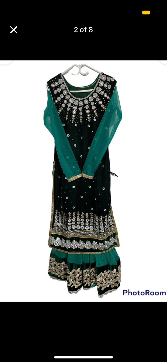 Green Velvet Embellished Salwar Kameez