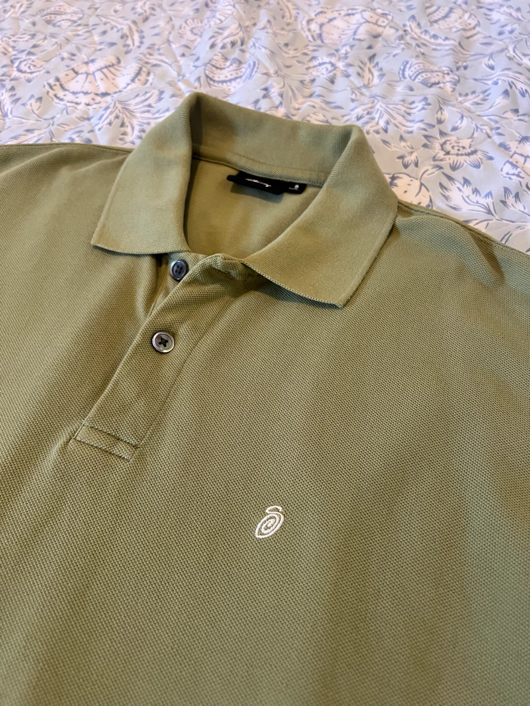 Stüssy Classic Pique Polo Shirt Leaf Green - photo 4