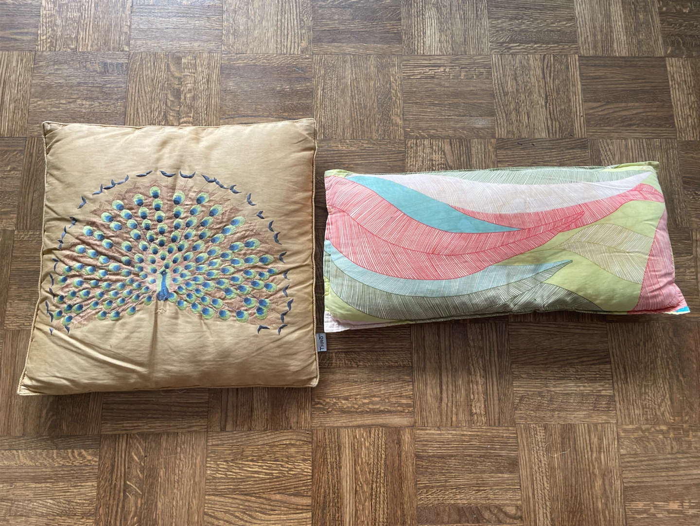 Throw Pillows - Peacock & Abstract Design