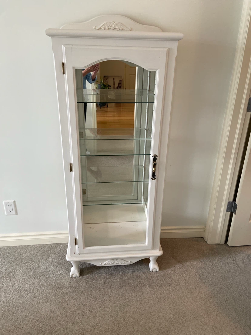 White Display Cabinet with Glass Shelves