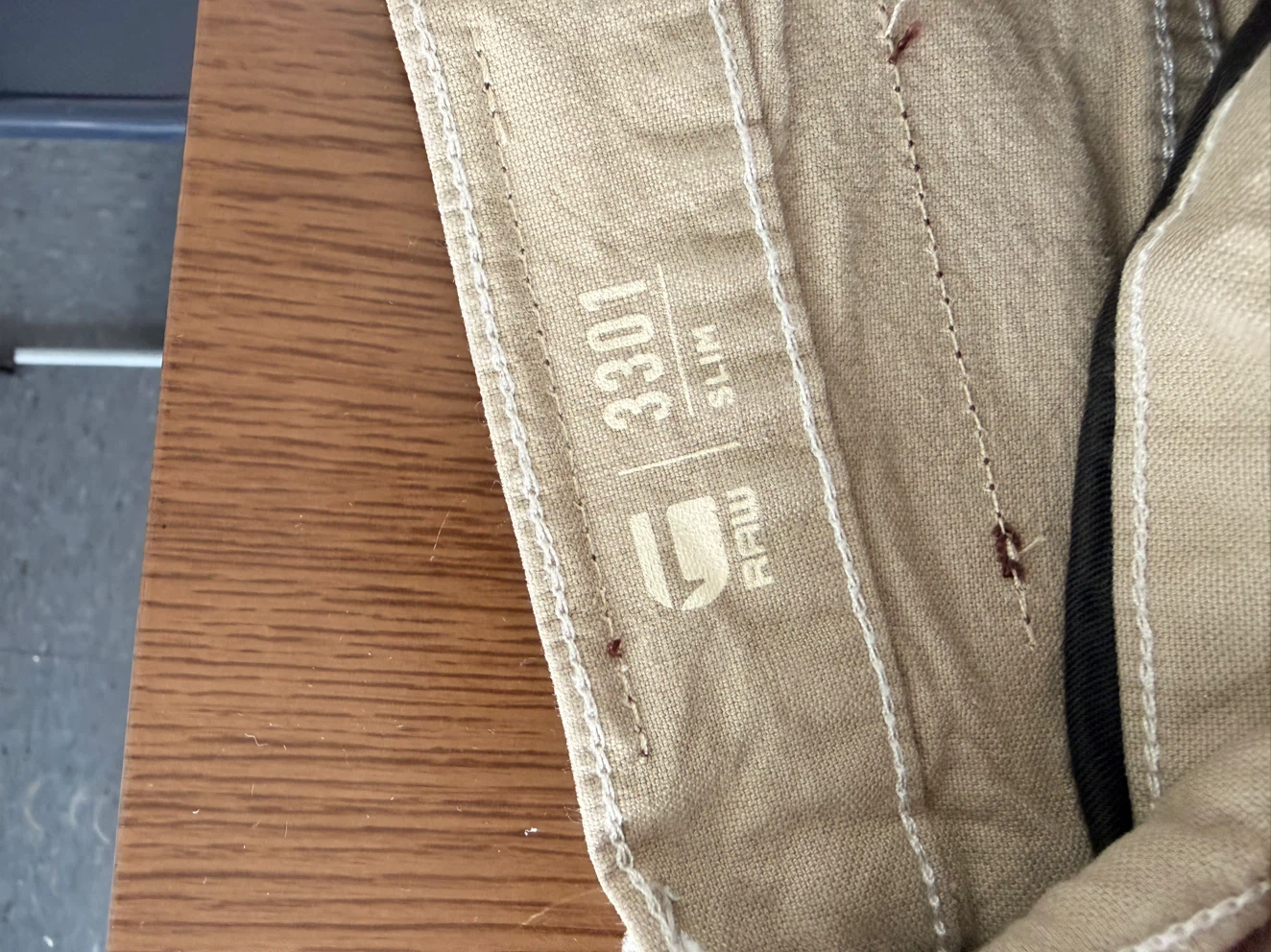 G-Star RAW 3301 Slim Fit Pants Size 33/32 Tan - photo 5