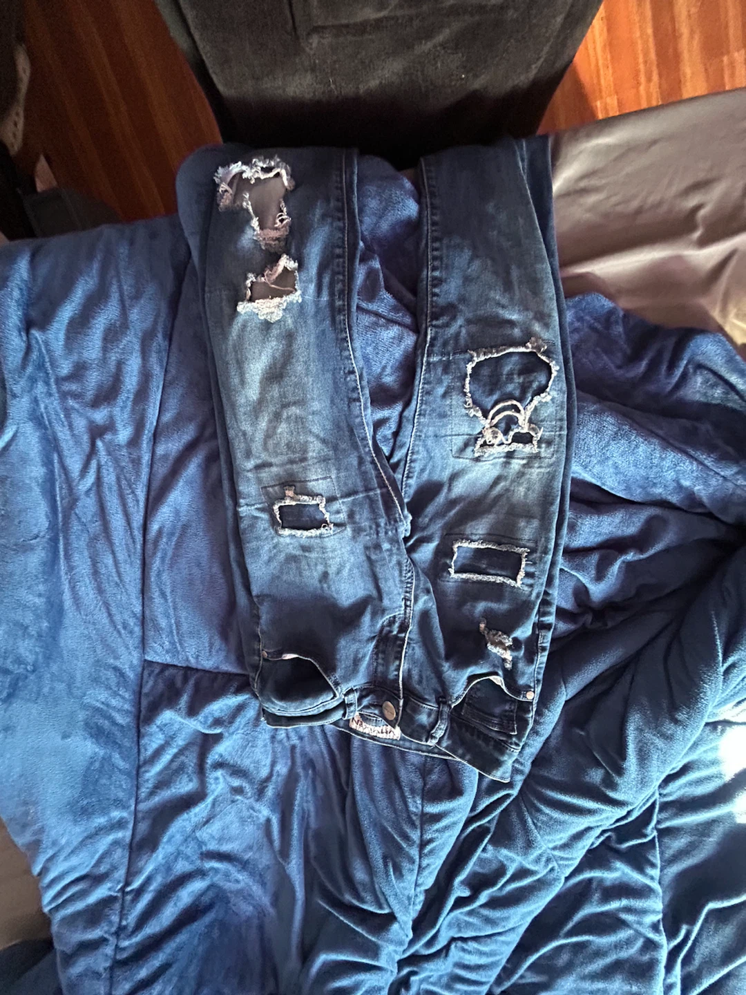 Blue Distressed Denim Jeans
