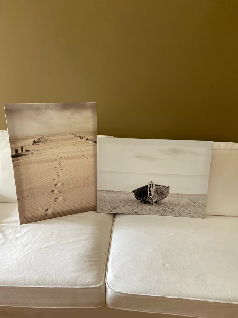 Set of 2 Canvas Wall Art Prints - Beach and Boat