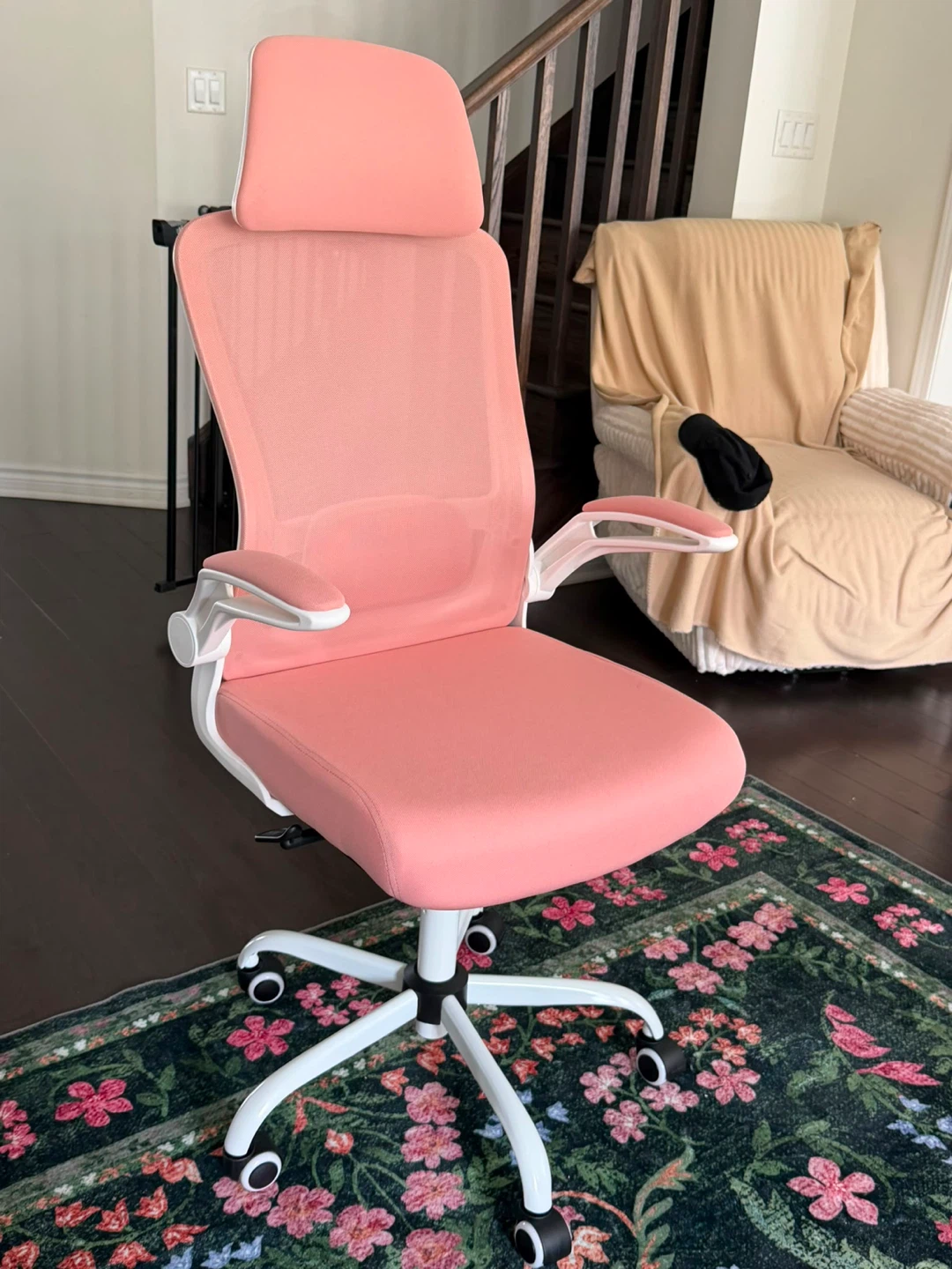 Pink Ergonomic Office Chair with Headrest