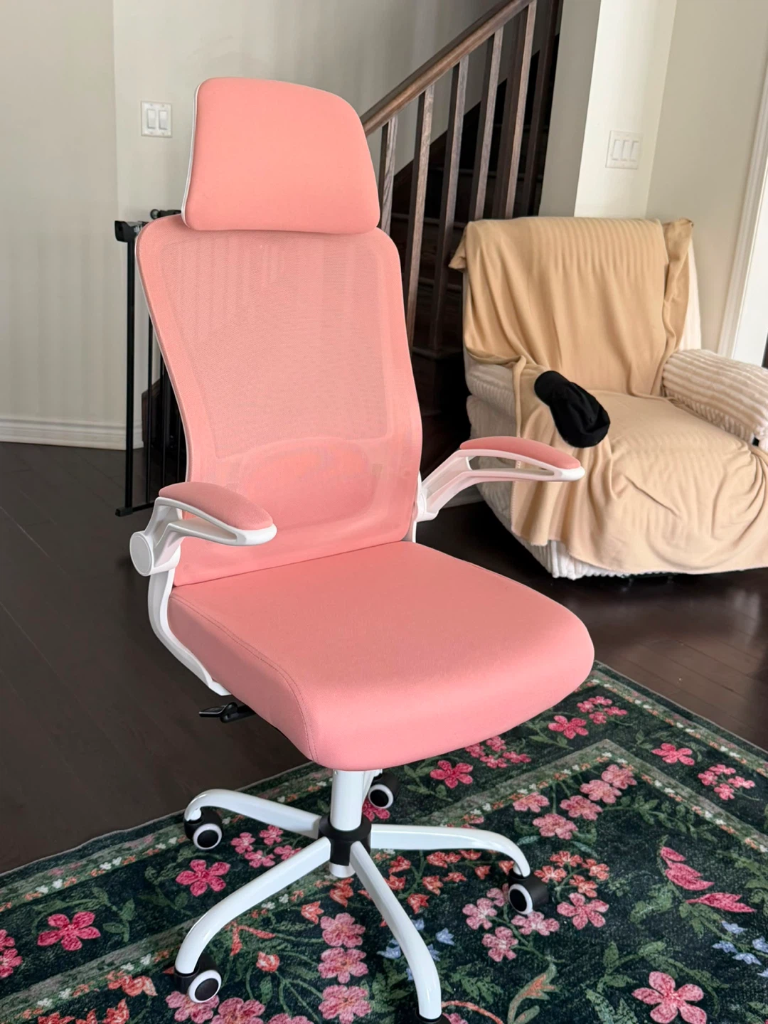 Pink Ergonomic Office Chair with Headrest - photo 2