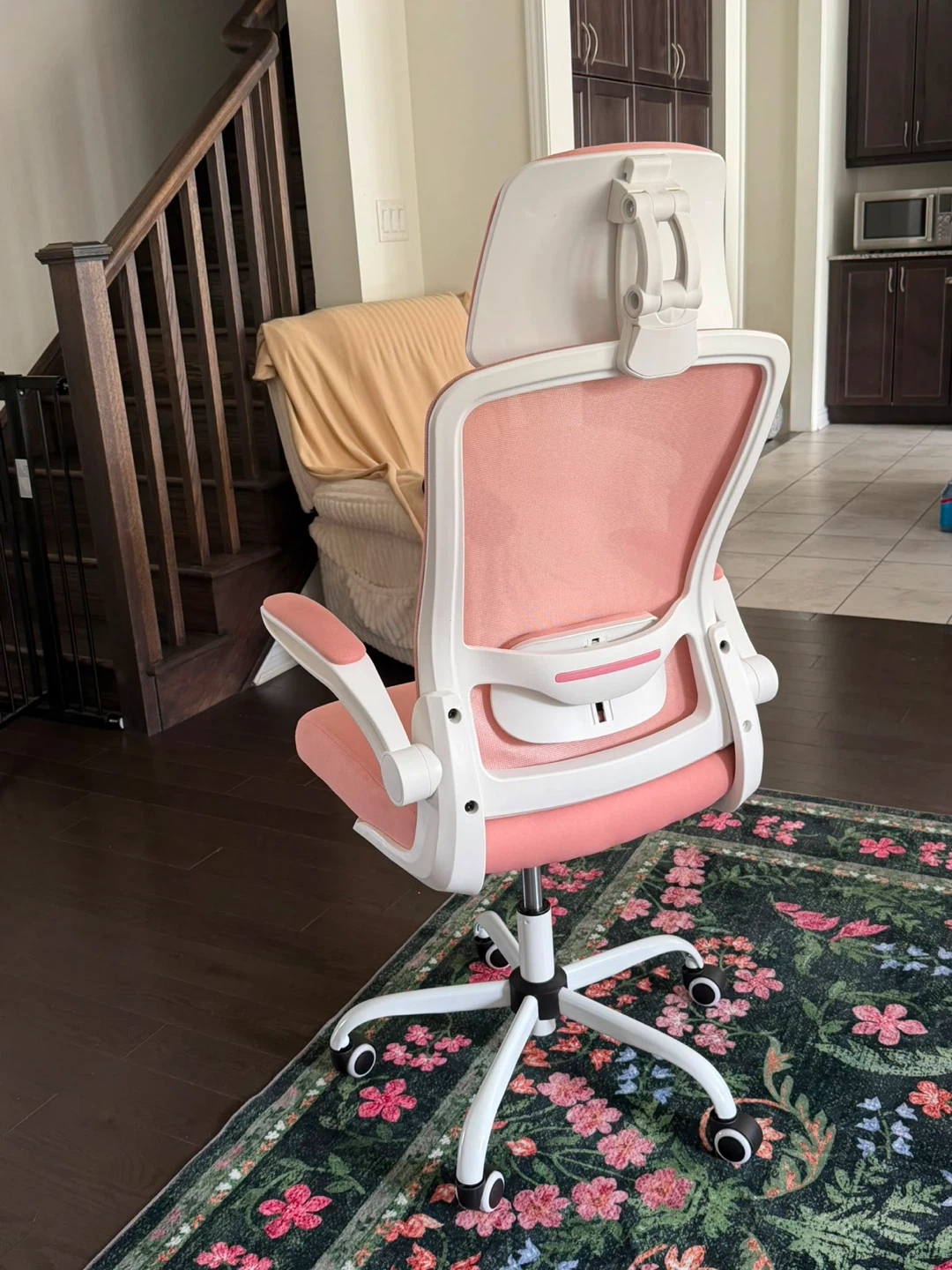 Pink Ergonomic Office Chair with Headrest - photo 3