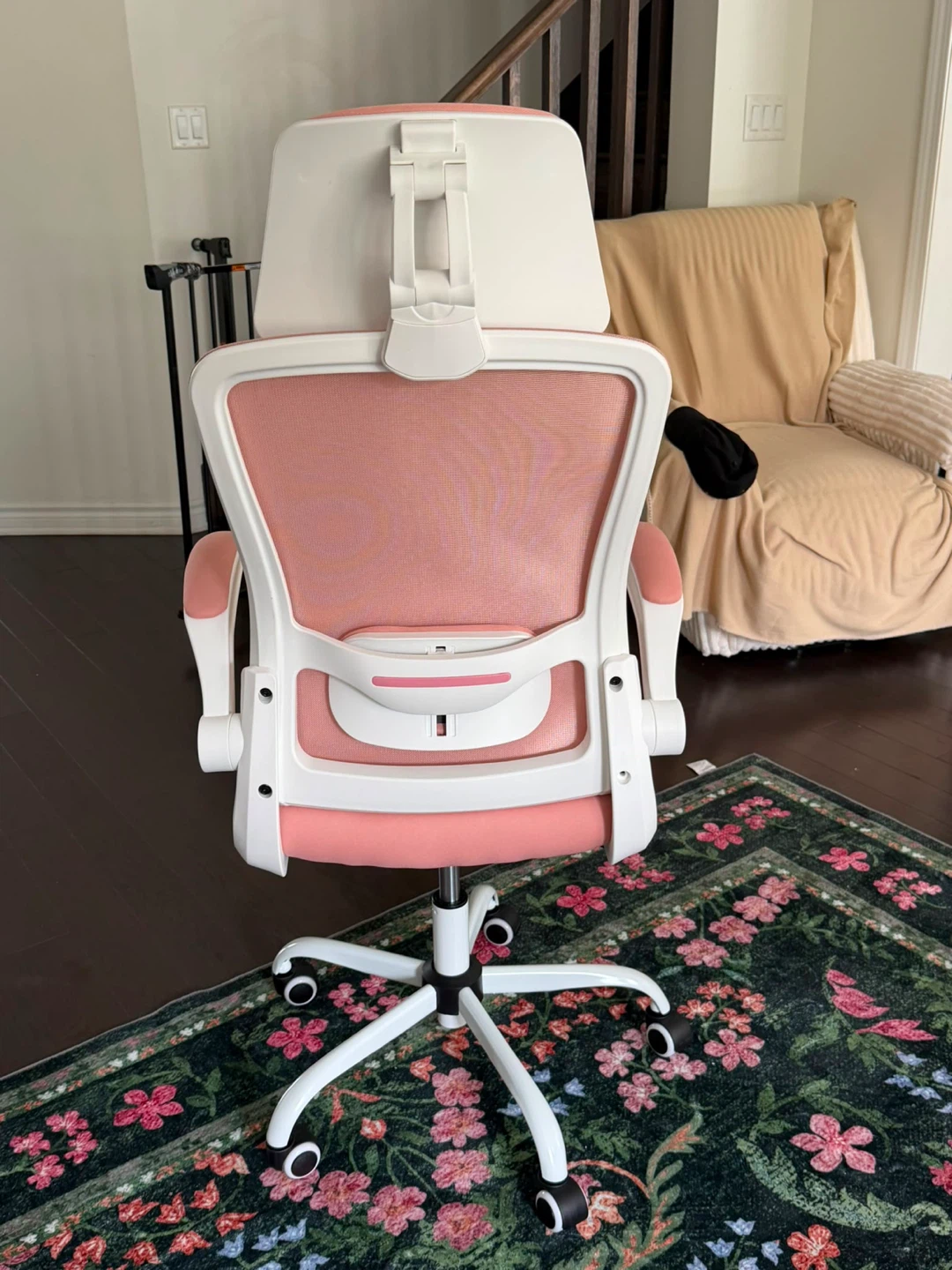 Pink Ergonomic Office Chair with Headrest - photo 4