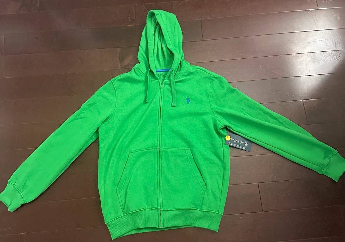 Men’s Medium U.S. Polo Assn. Green Zip-Up Hoodie
