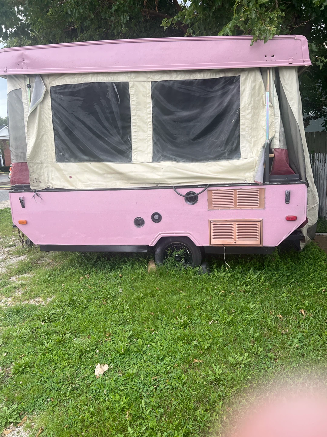 Pink Pop-Up Camper Trailer