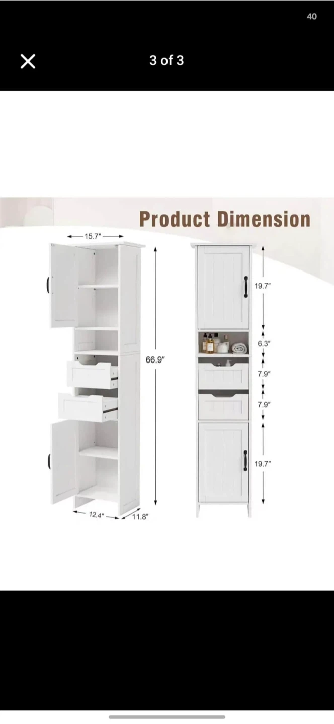 White bathroom storage cabinet