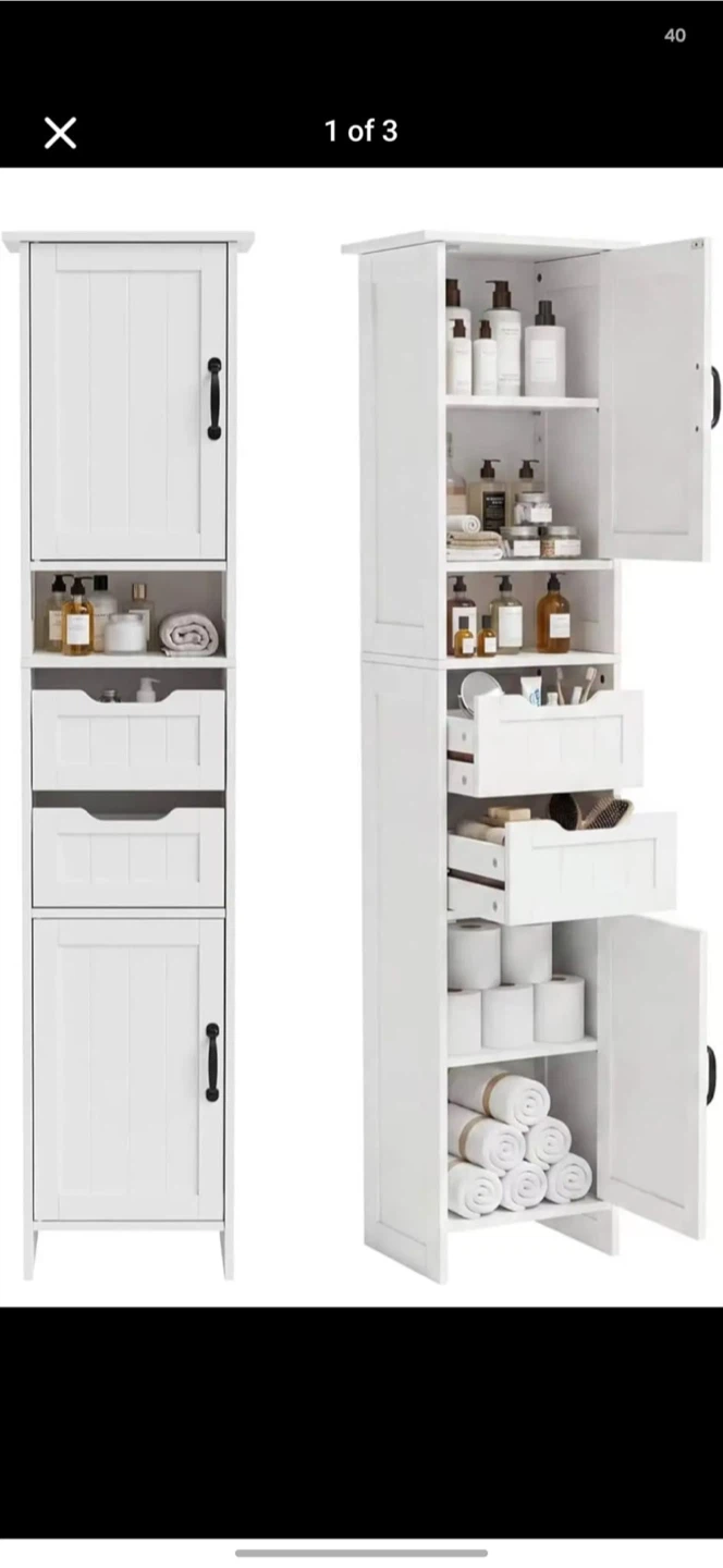 White bathroom storage cabinet - photo 2