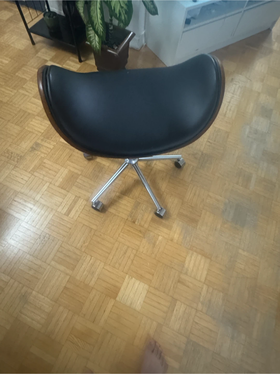 Black Leather Office Chair with Chrome Base