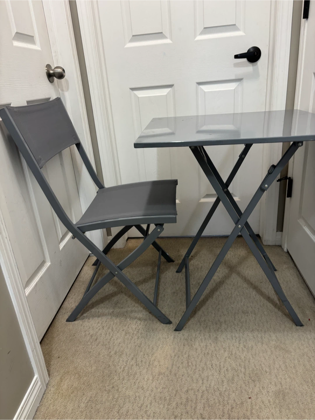 Grey Folding Table and Chair Set