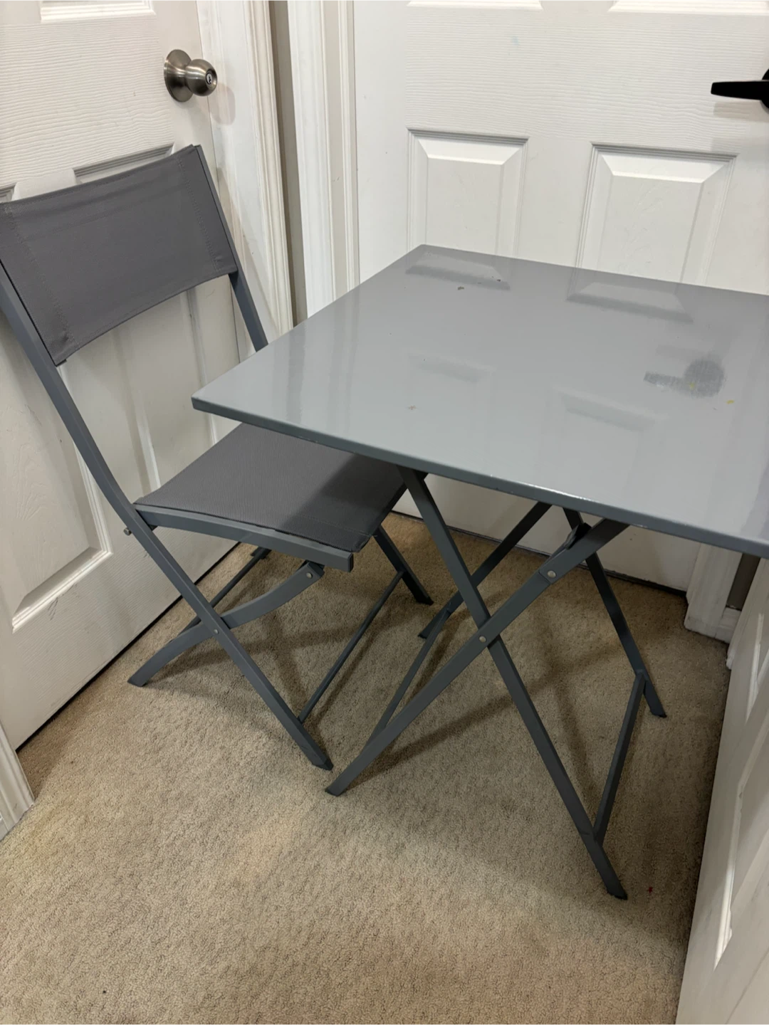 Grey Folding Table and Chair Set - photo 2