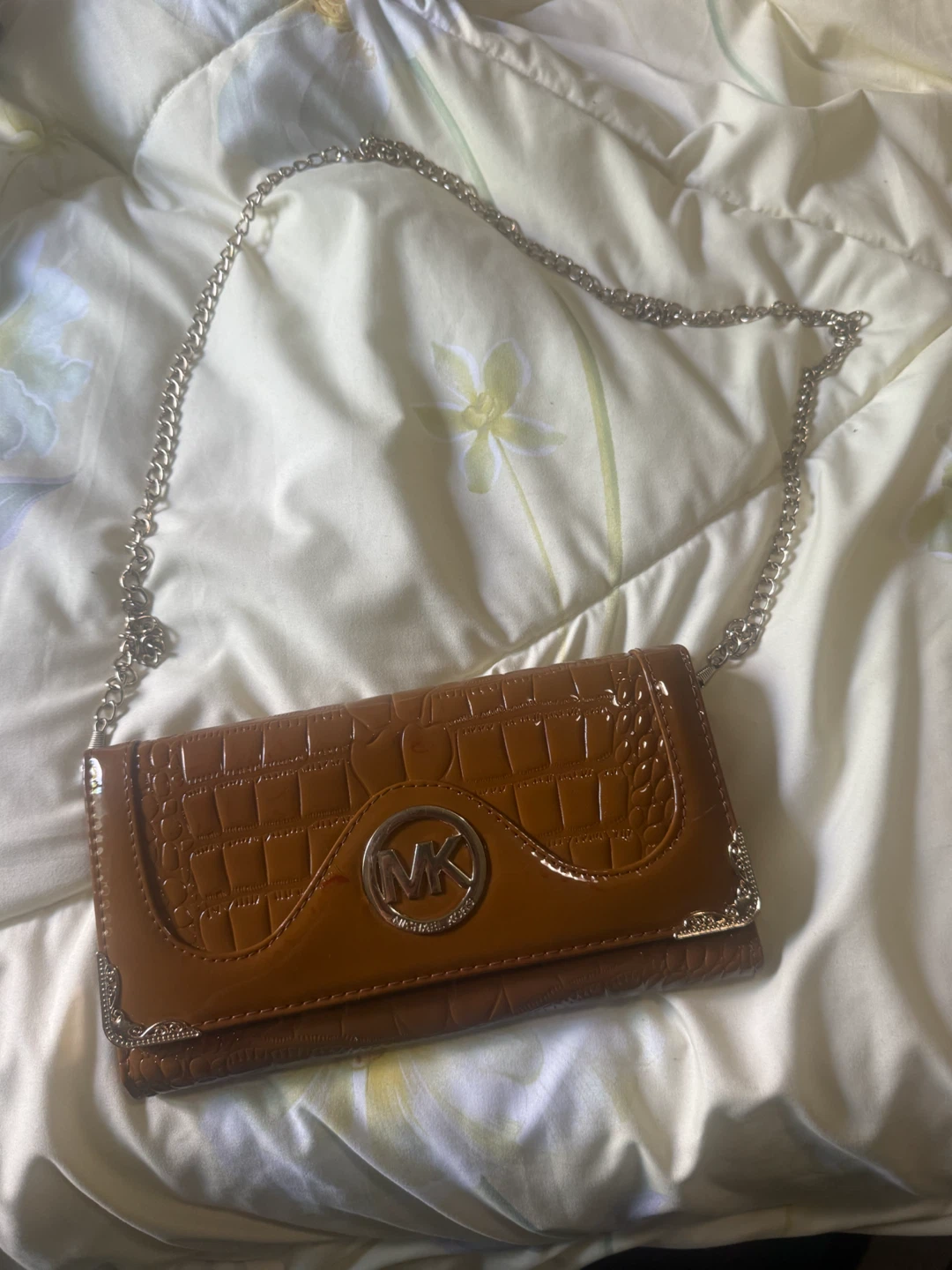 Michael Kors Brown Croc Embossed Chain Wallet - photo 2