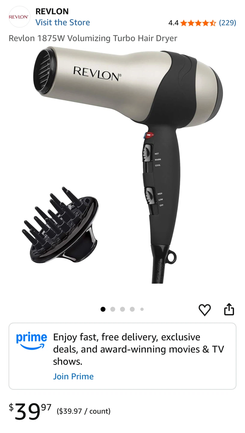 Revlon 1875W Volumizing Turbo Hair Dryer