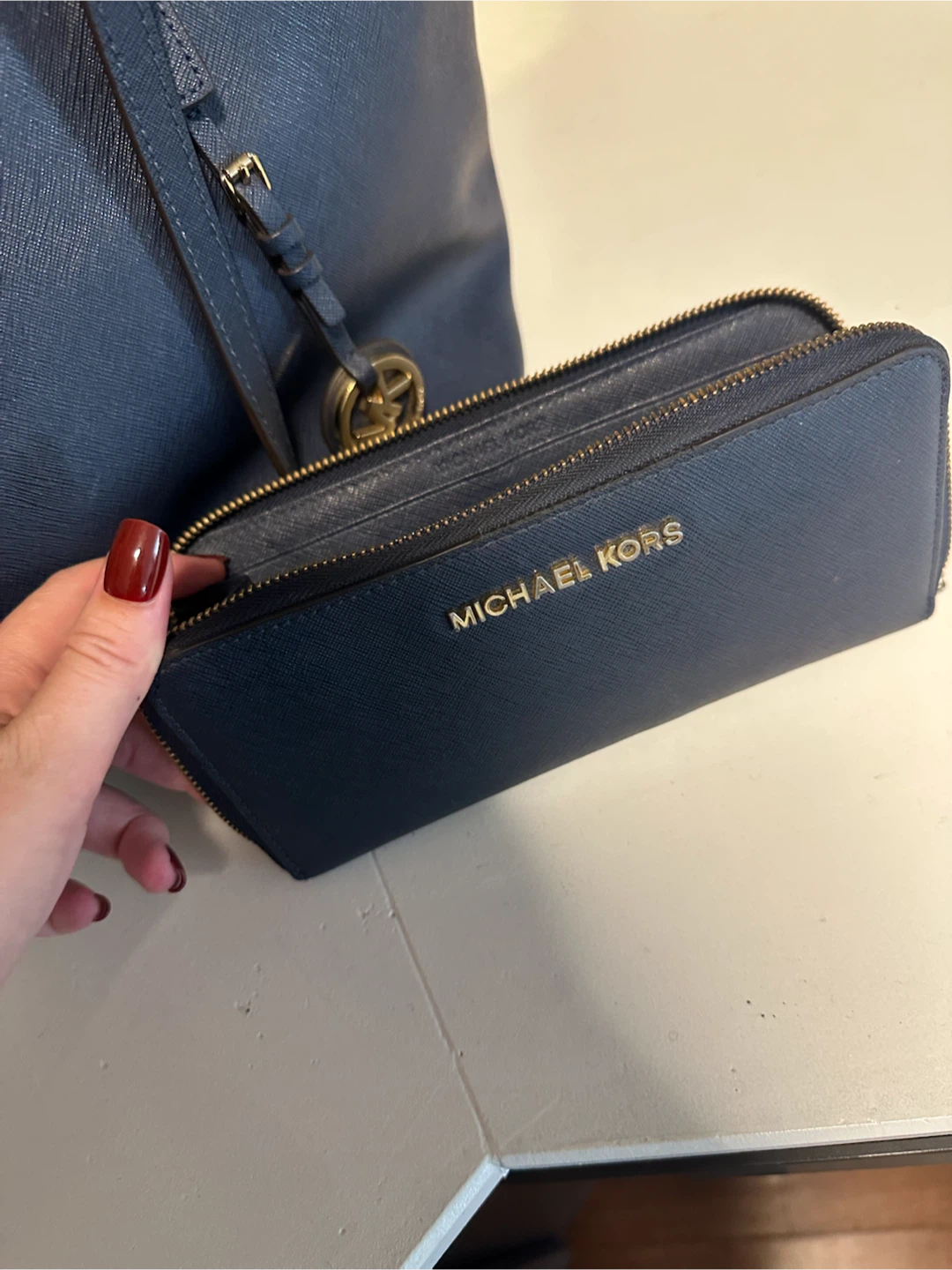 Michael Kors Navy Tote Bag and Wallet Set - photo 4
