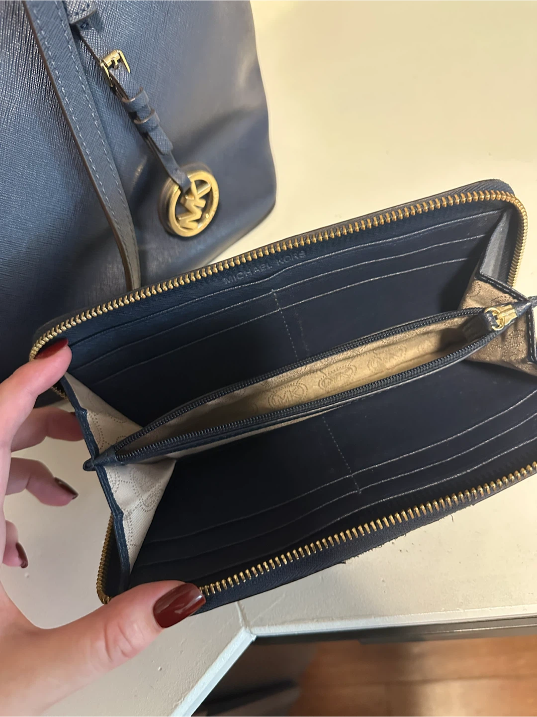 Michael Kors Navy Tote Bag and Wallet Set - photo 5