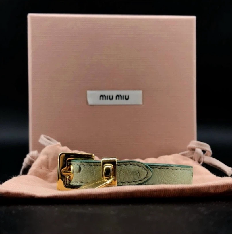 Miu Miu Leather Heart Charm Bracelet
