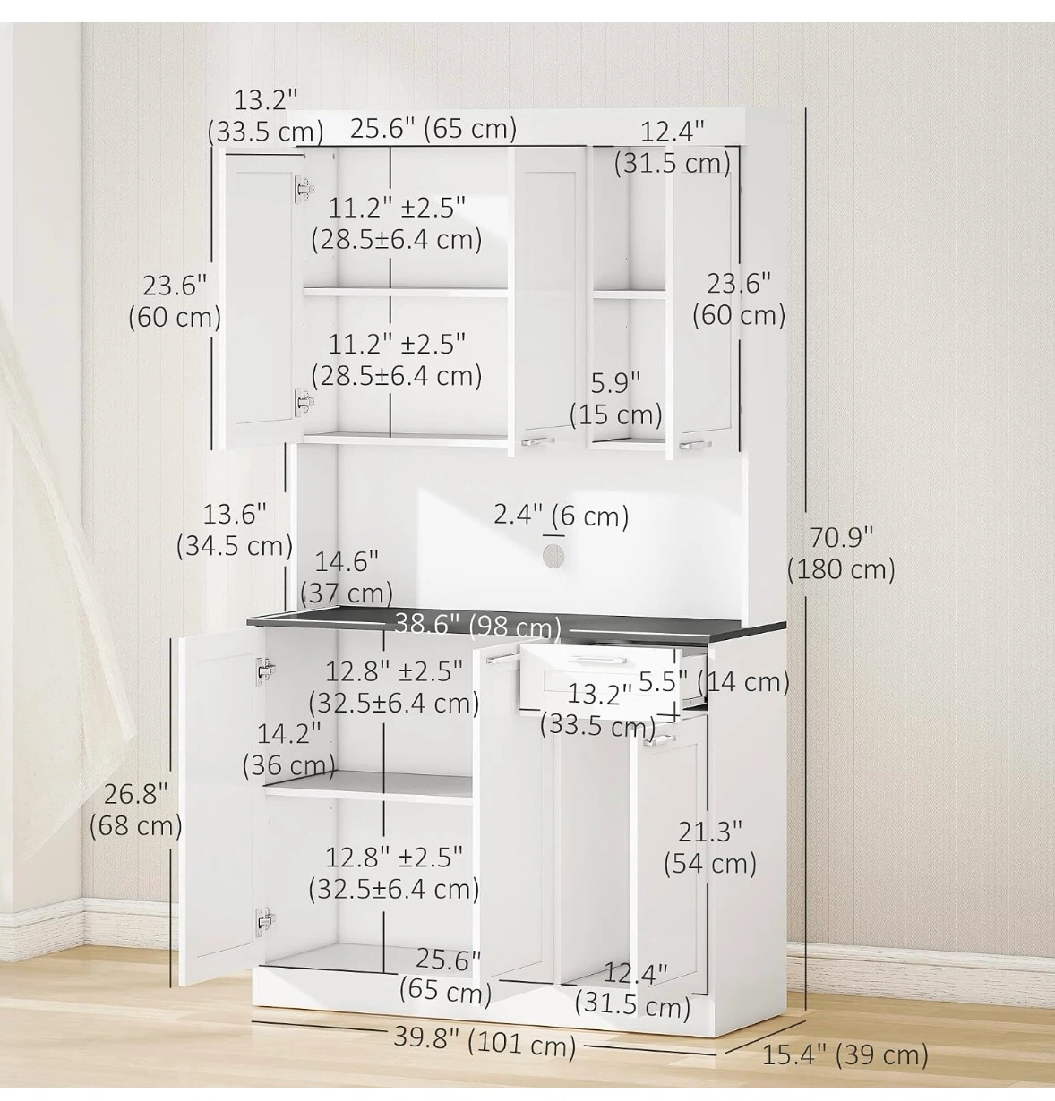 White storage cabinet with Hutch