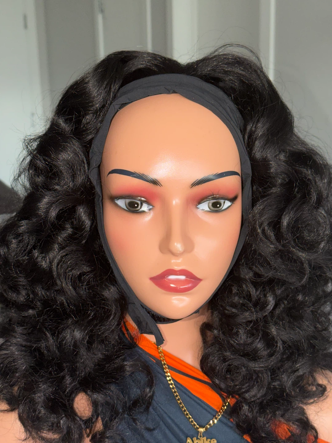 Black Curly Wig with Headband - photo 2