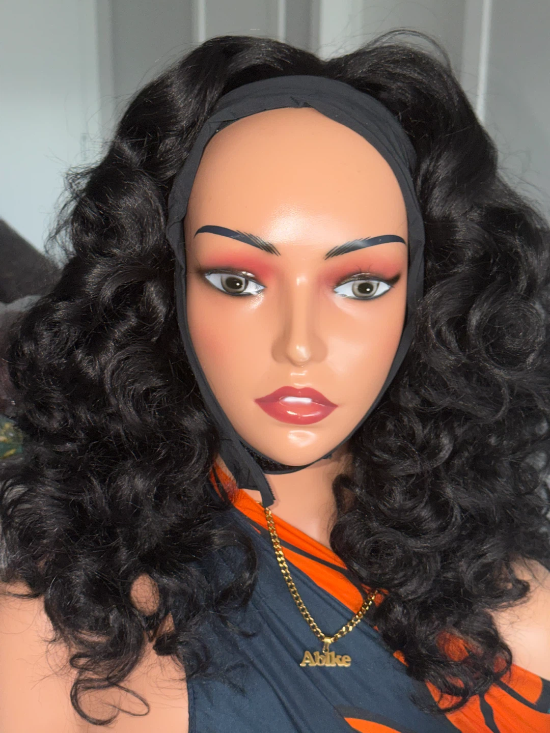 Black Curly Wig with Headband - photo 4