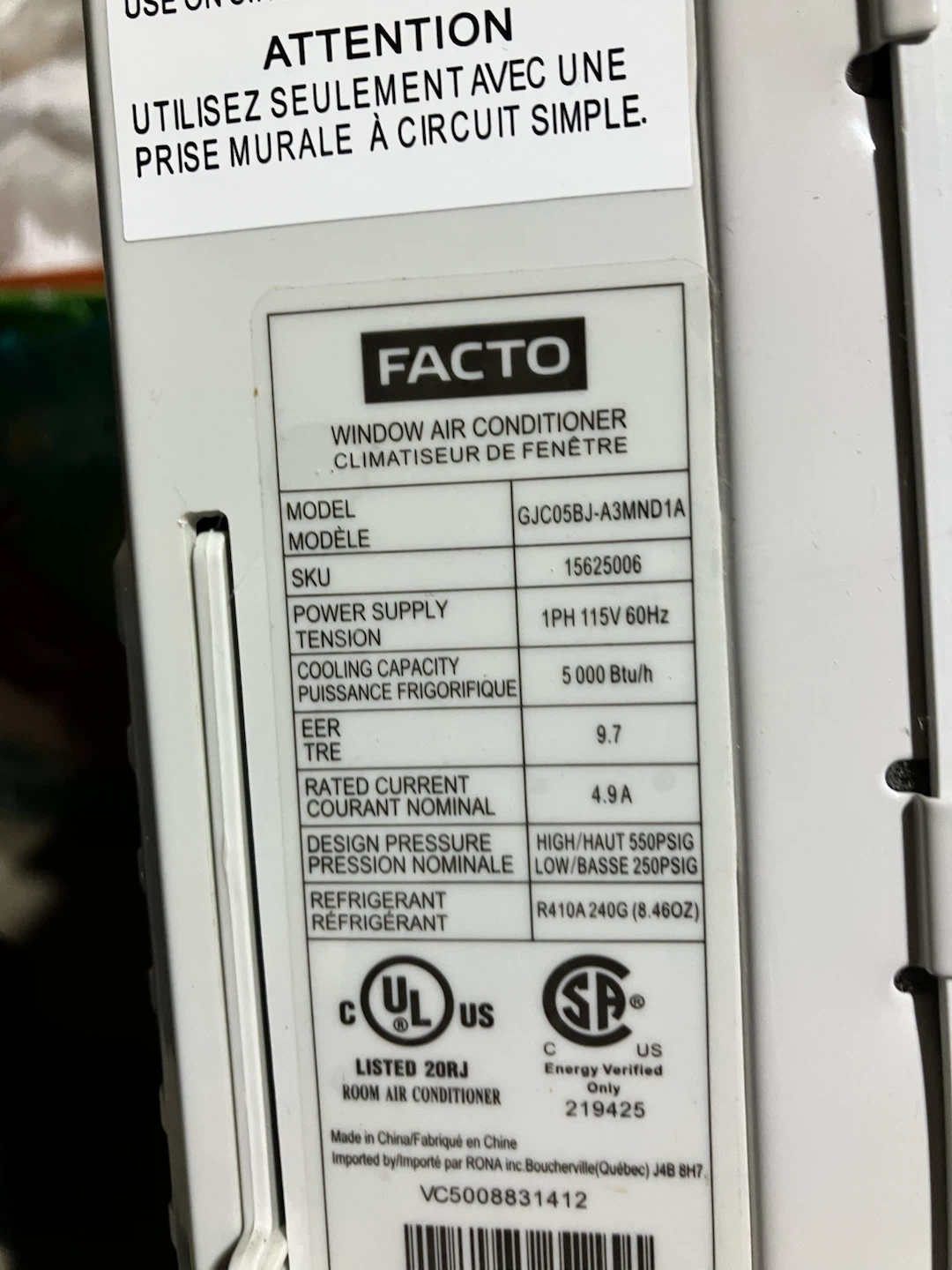 FACTO Window Air Conditioner - photo 2