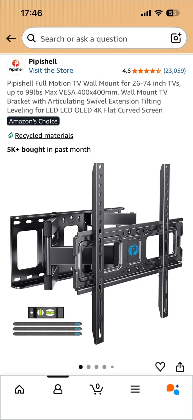 Pipishell Full Motion TV Wall Mount